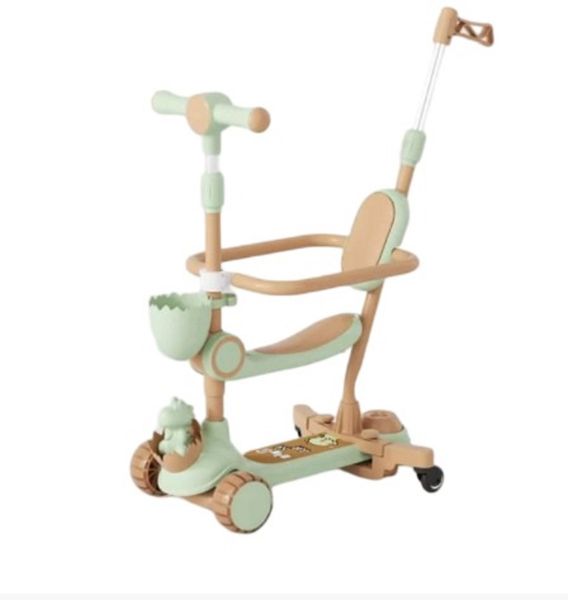 Multifunctional Kid Kick 3 Wheels Foot Scooter With Seat Push Handle