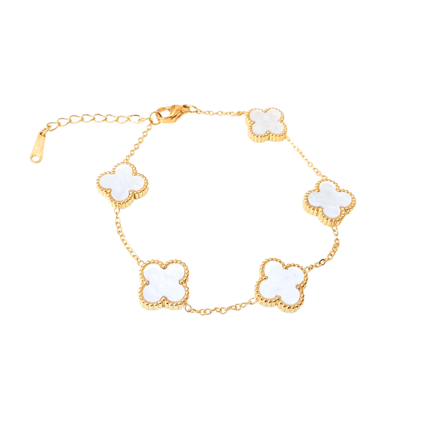 Gold Stainless Steel Clover Bracelet