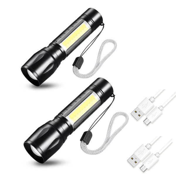 2 Pack Small LED Flashlight with Rechargeable Battery High Lumens 3 Modes