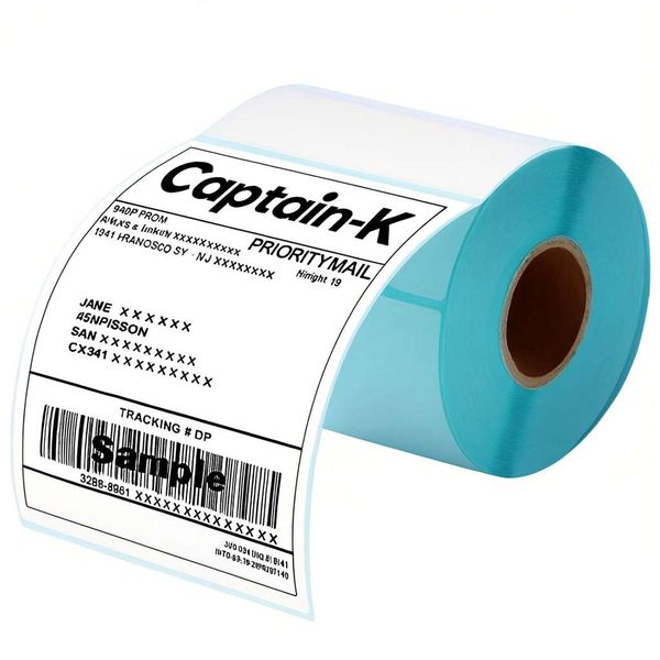 Captain - K -350 Pcs Thermal Labels 4x6 Barcode Label Sticker Paper 100x150