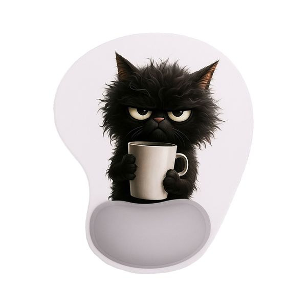 Grumpy Coffee Cat Ergonomic Wrist Mouse Pad