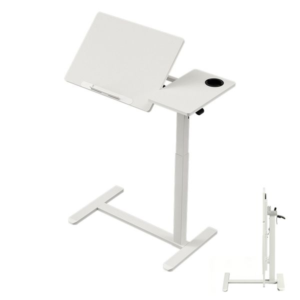 Height Adjustable &amp; Foldable Overbed Table with Gas Spring Riser
