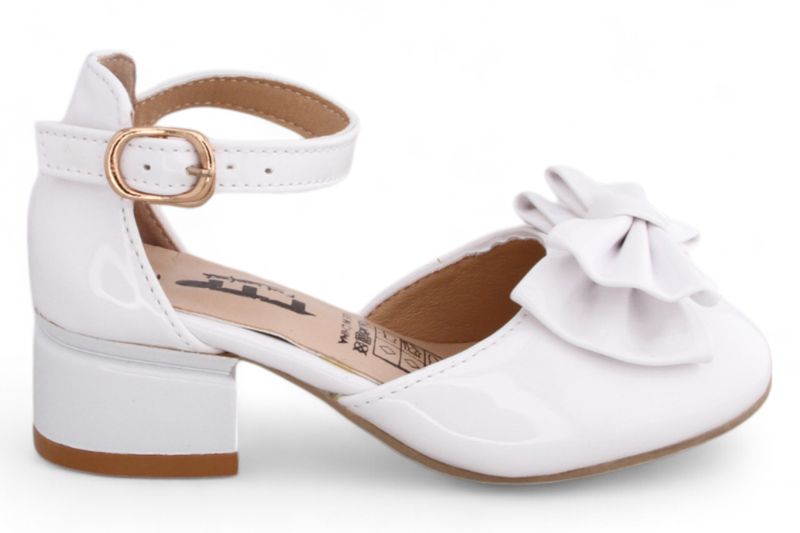 TTP Girls Block Heel Ankle Strap Sandals with Duo Ribbon Decor HT003