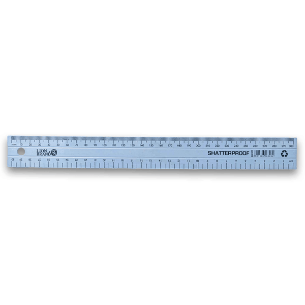 Shatterproof Ruler 30cm x 10