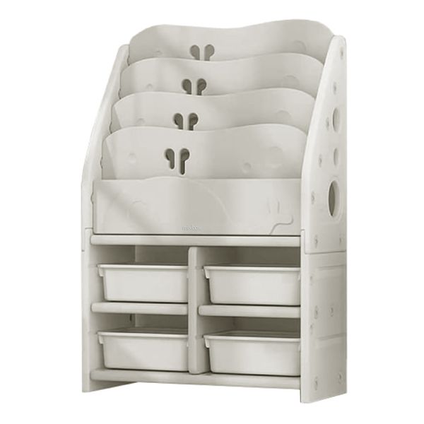 Mix Box 4-Tier Whale Kids BookShelf Storage Organizer Cabinet with 4 Bins