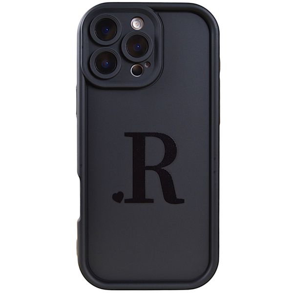 Phone Case with Bubble Edge &amp; Initial R - Iphone 16 Pro - Black