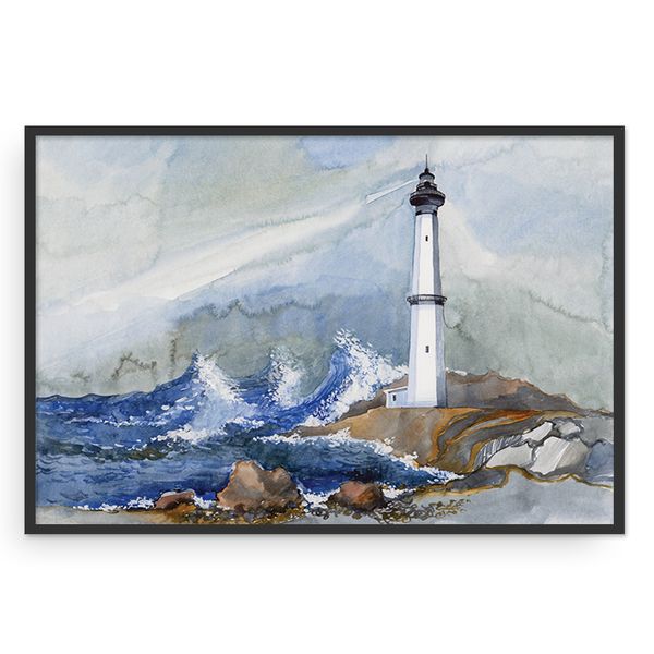 Cape Art Framed Canvas 1 Piece 40x60cm Lighthouse Seascape