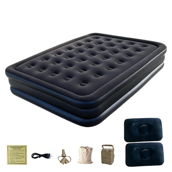 Inflatable Double Mattress Airbed with Pillows Built-in Electric Air Pump
