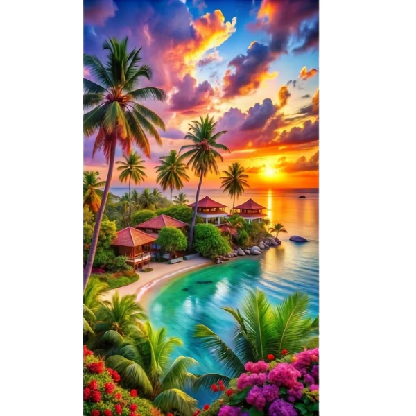 Diamond Dot Painting Kit - Beach Sunset (40x70cm)