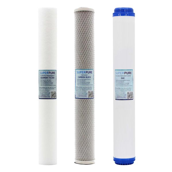 SUPERPURE 20 inch Slimline Replacement Filter Set - Premium (Set of 3)