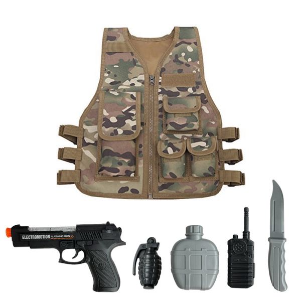 Kids Army Vest Set With Accessories - Role Play Costume