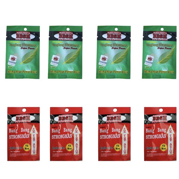8 Pack Combo BBSM &amp; BangBang Strongman Super Power Tablets - (4 Each)