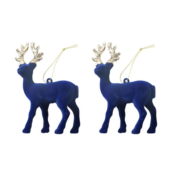 2 Blue Christmas Pendant Christmas Tree Decorative Deer Ornaments Blue