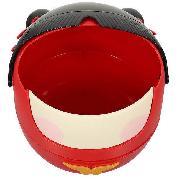 Red Plastic Doll-shaped Desktop Trash Can with Lid for Bedroom, Office