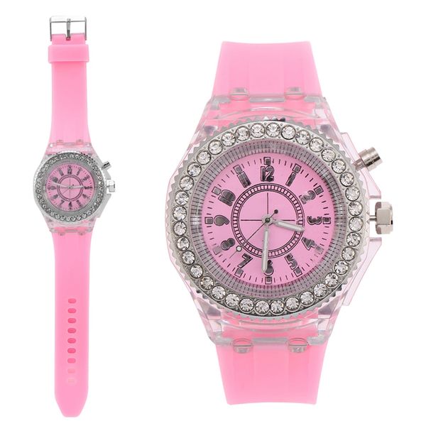 Kids LED Digital Watch for Girls Silicone Strap Quartz Pink