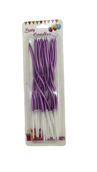 Twisty Spiral Purple Birthday Candles - 12-piece - Metallic Colours