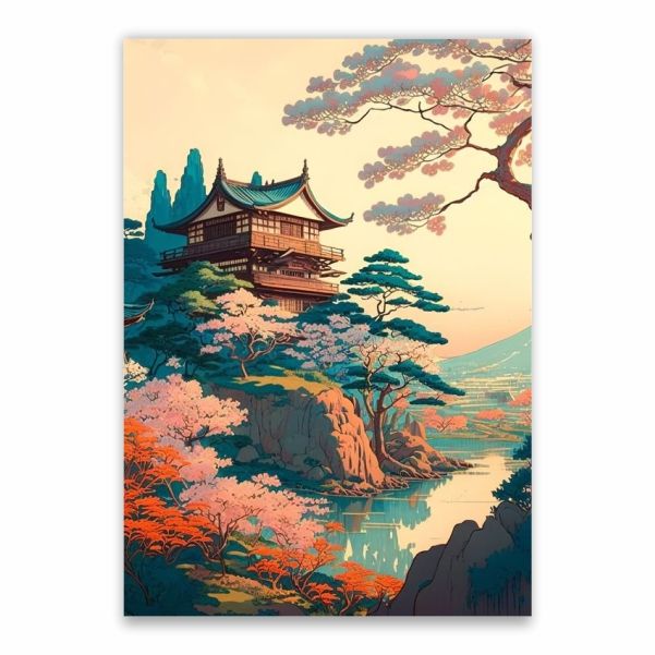 Japanese River Landscape Poster - A1 | Shop Today. Get it Tomorrow ...