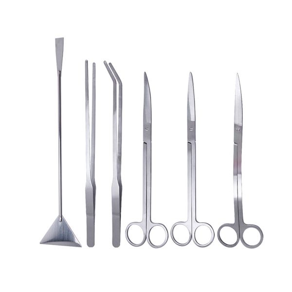 6 Piece Stainless Steel Aquarium Aquascaping Scissors Tweezers Tool Set