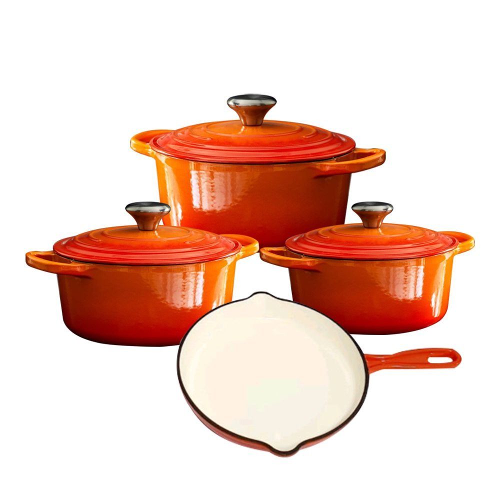 Cast Iron Dutch Oven Cookware Pot 7 Piece Set Orange Shop Today