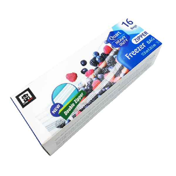 FI Double Zipper Freezer Quart Heavy Duty Bags