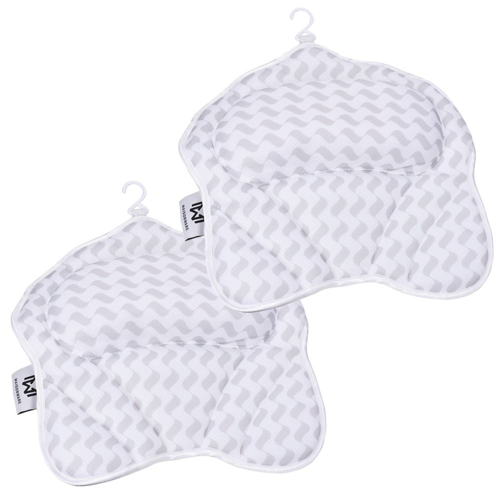 Maisonware Luxury 3D Mesh Ergonomic Bath Jacuzzi Pillow Headrest - 2 Pack
