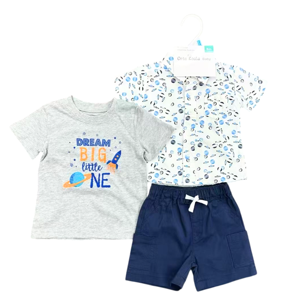 Dream Big Slogan Short Sleeve Shirt, T-Shirt and Shorts Outfit