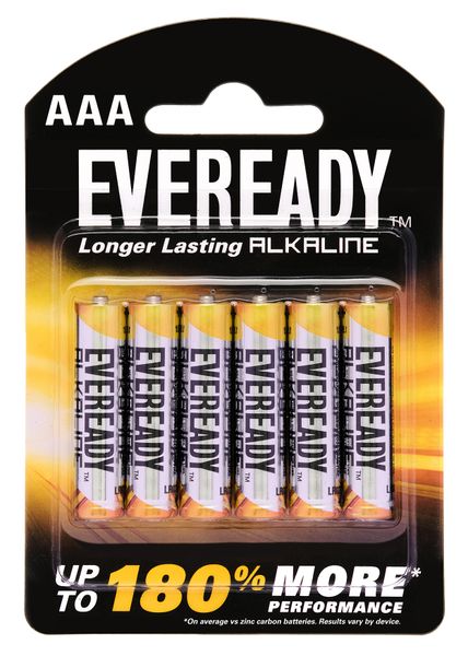 Eveready Alkaline AAA Batteries (Pack of 6)