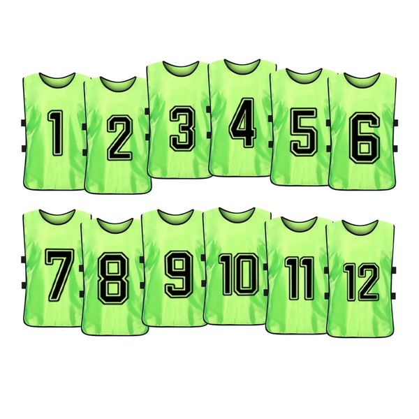 Football Training Printed Vest Bibs With Numbers - 12-Piece