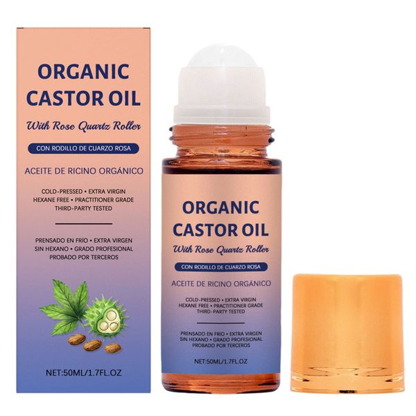 Organic-Golden Castor Oil Roll-On Stimulates Eyelash Eyebrow Hair Growth