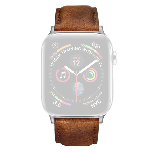 Brown Italian Leather Strap For Silver 44mm Apple Watch Series 6
