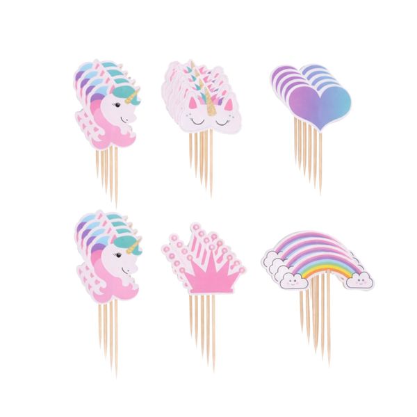 24 Piece Unicorn Cupcake Toppers Set - Party Cake Decorations