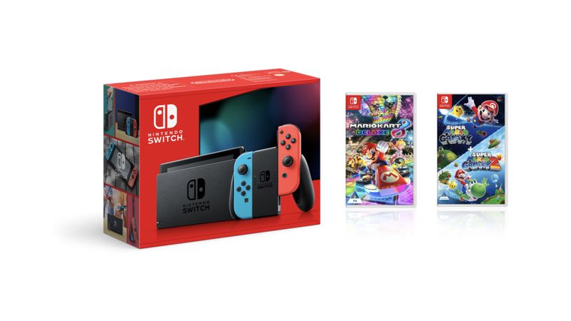 Nintendo Switch Console Mario Bundle (Mario Galaxy 1 &amp; 2 + Mario Kart 8 Deluxe)