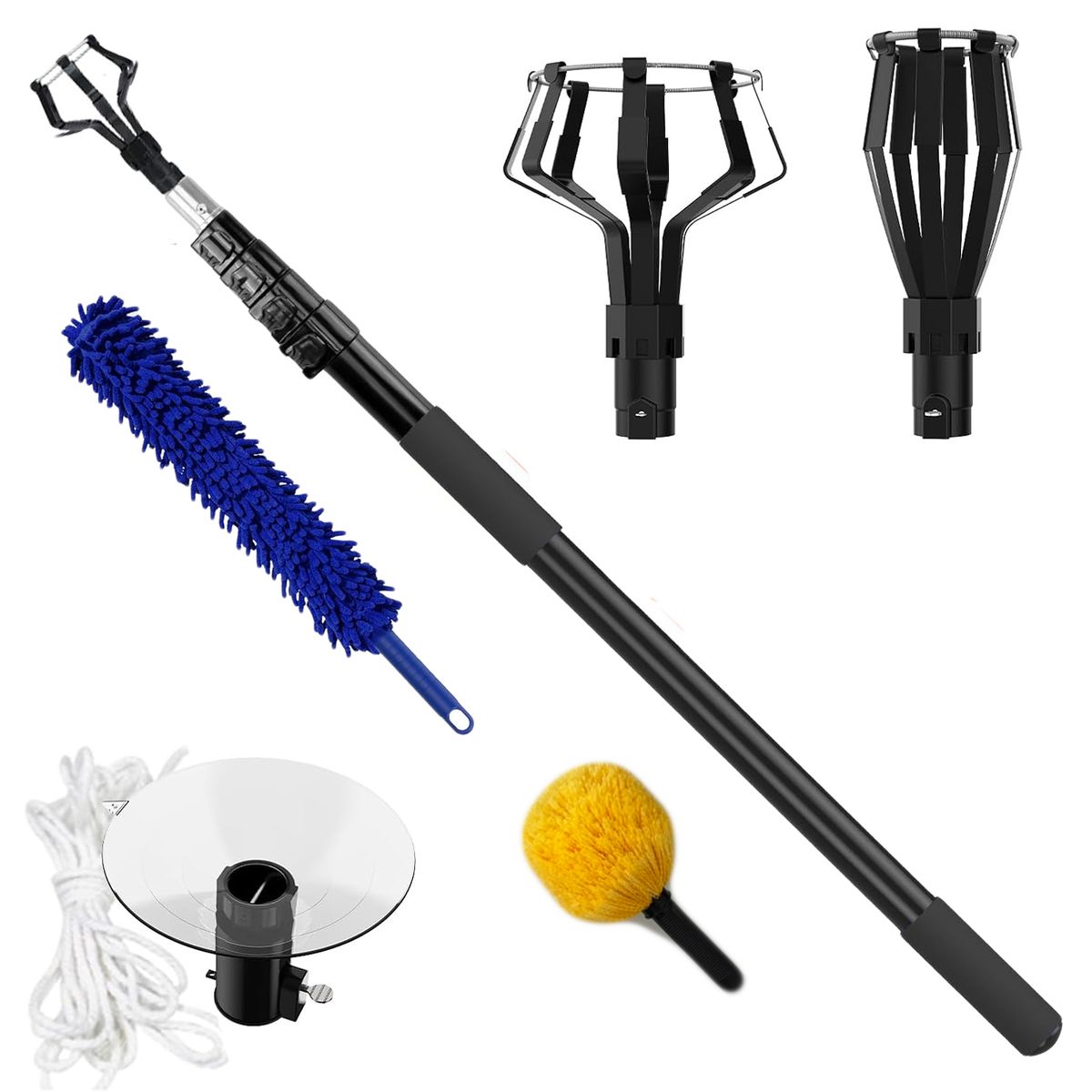 92-365cm Telescopic Bulb Changer with Duster and Brush and Extension Pole