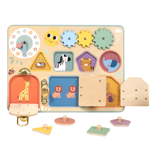 TookyToy Wooden Busy Board - Pastel