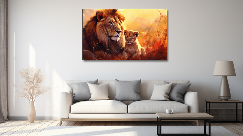 Canvas Wall Art - Lions Father and Son - HD0227