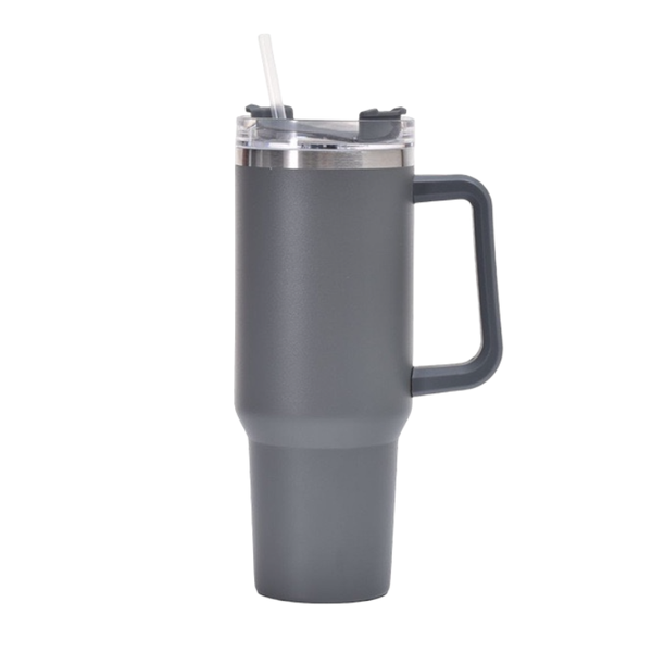 Double Walled Flask Tumbler with Handle and Straw Lid Travel Car Flask - 40oz