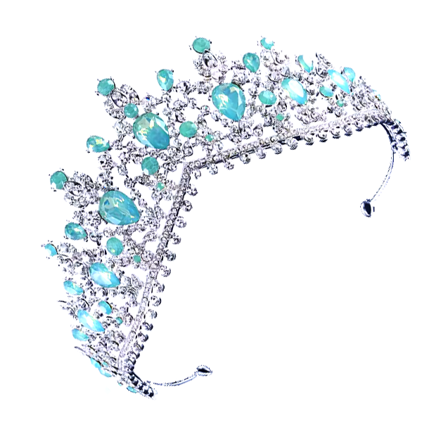 Luxury Silver Green Crystal Bridal Tiaras Crown