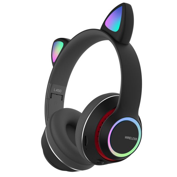 LED Colourful Glow Foldable Cat Ear Headphones - RGB