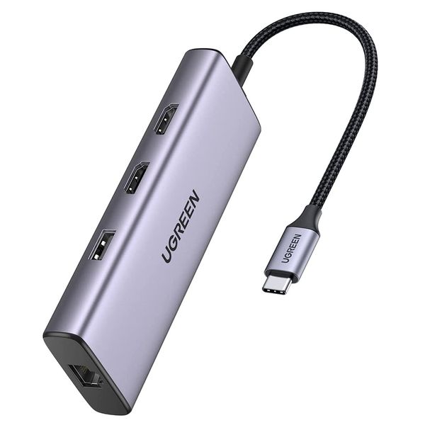 UGreen 90119 USBC 9IN1 Dock W/2XHDMI+USB3+GLAN+PD-GY
