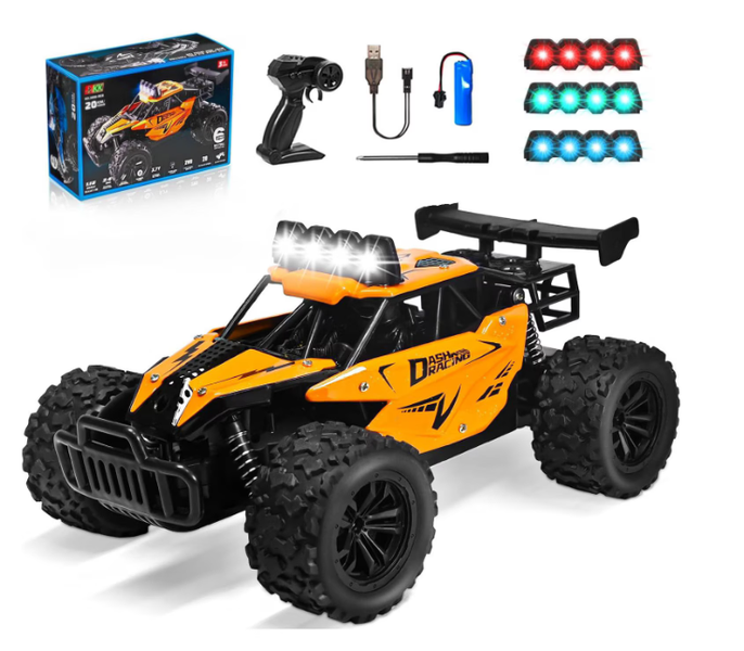 Remote-Controlled Off-Road Car 2-in-1, 4-Color LED Lights,Top Speed 20 km/h
