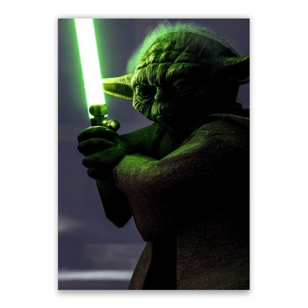 Yoda Green Light Saber Poster - A1