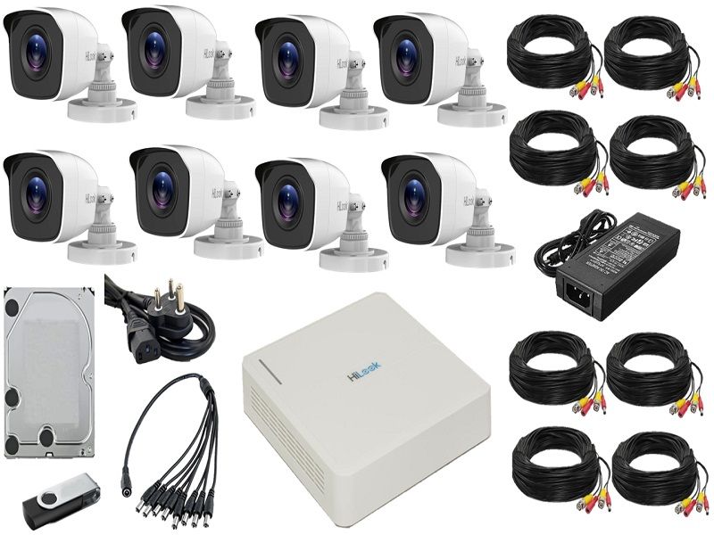 HiLook 8CH 2MP Bullet Camera Kit with 1TB HardDrive +Flash Drive