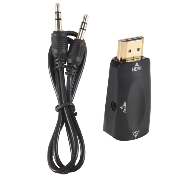 1080P Male to VGA Female Adapter 3.5mm Audio Output Cable black