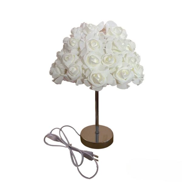 Table Lamp With White Roses Lampshade image