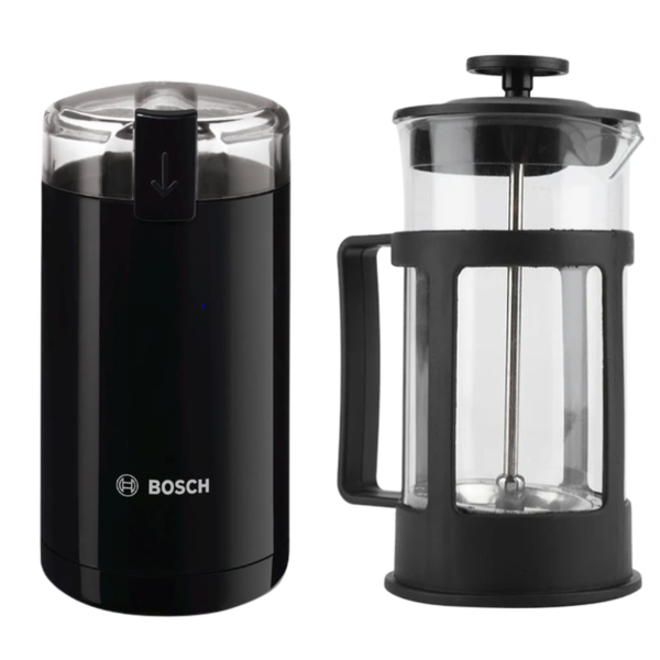 Bosch - Electric Coffee Grinder + Glass Cafetiere Coffee Plunger Set -600ml