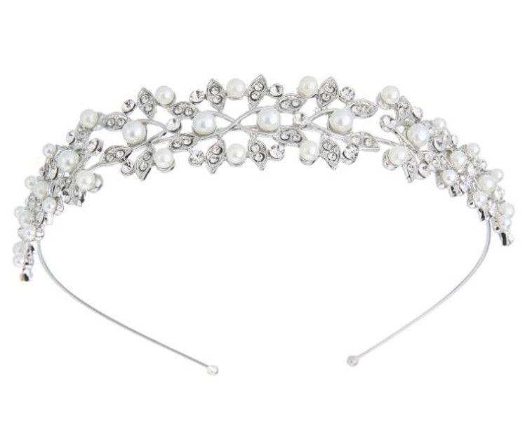 Olive Tree - Crystal &amp; Pearl Styled Tiara 01 - Bridal / Formal Event