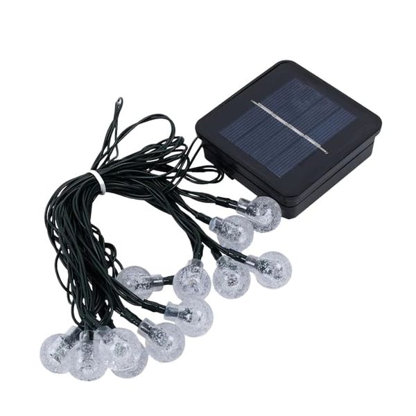 Waterproof Solar Powered Garden Bubble String With Hooks 10 RGB Light Bulbs