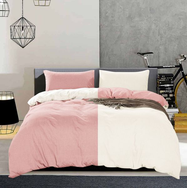 Linen-Boutique- Washed Cotton Bedding Duvet Set 4 Pieces - PinkOffWhite
