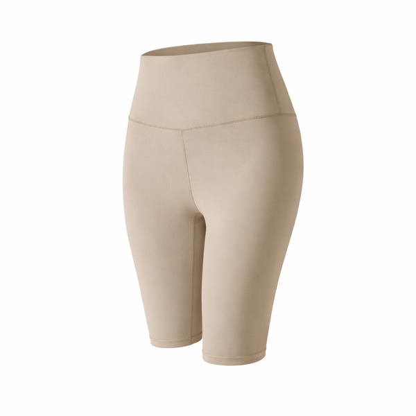 High-Waist Hip-Lifting Yoga Shorts - Small - Khaki