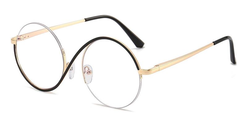 Women's Round S-Shape Swirl Semi-Rimless Clear Glasses